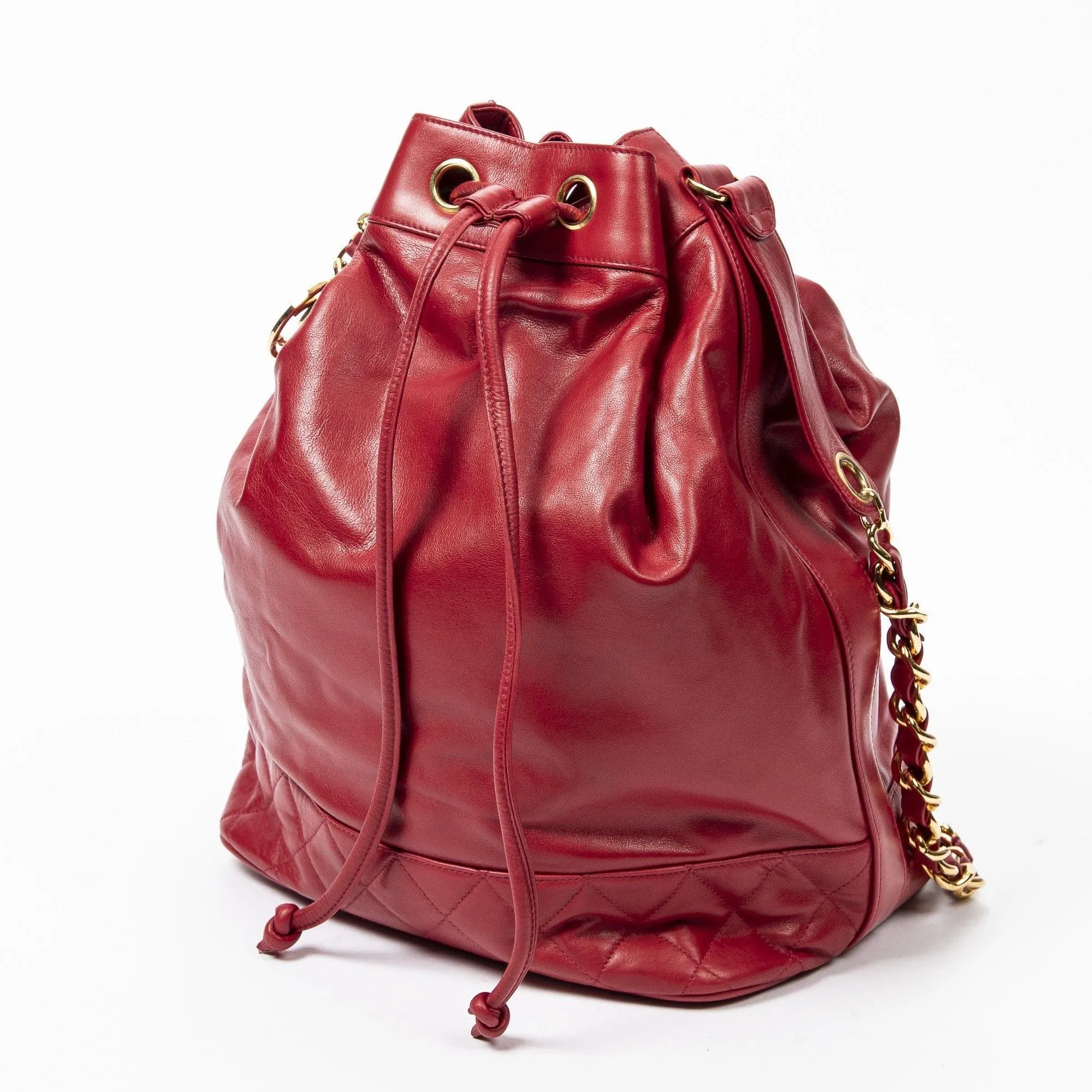 Chanel Vintage Red Lambskin Duffel Bag
