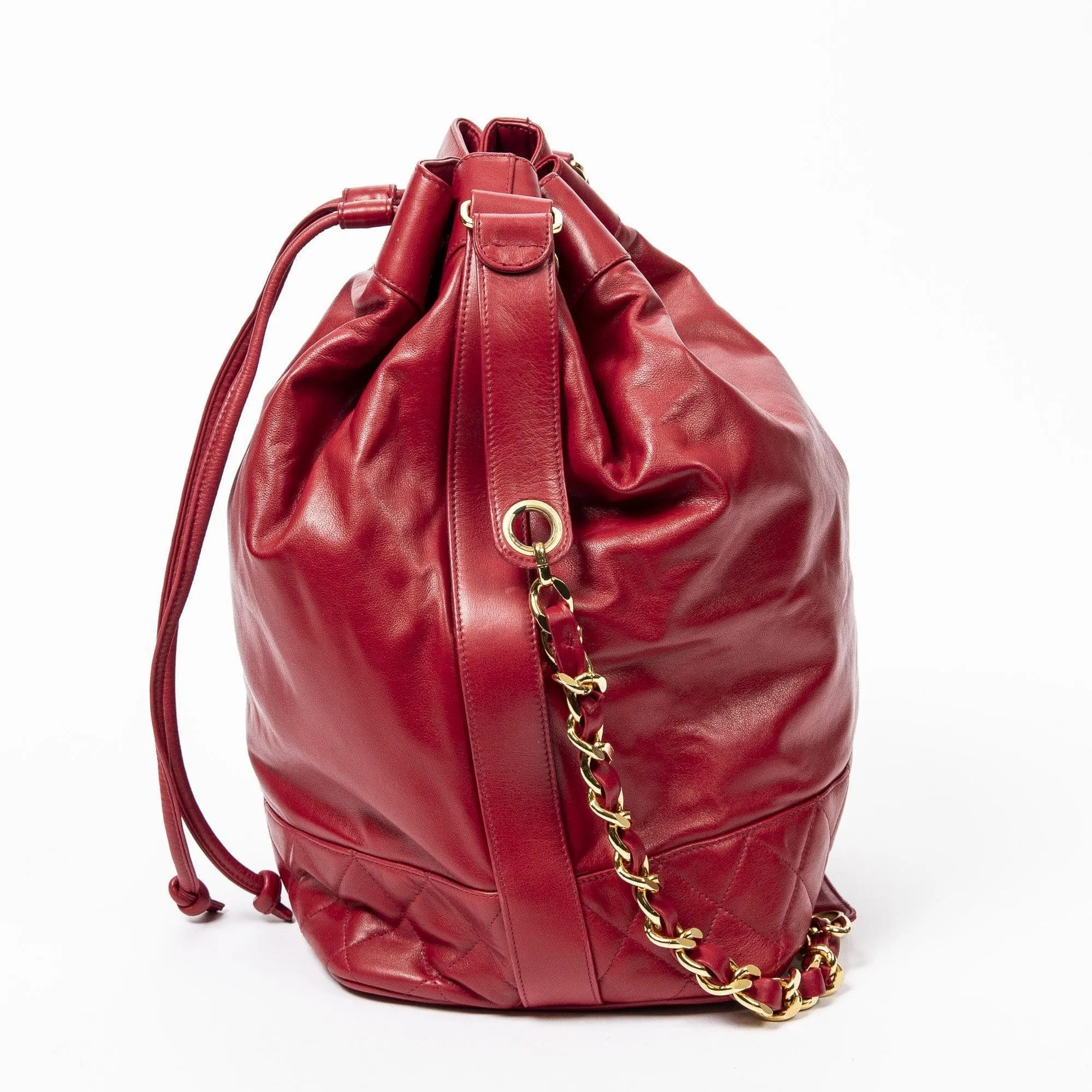 Chanel Vintage Red Lambskin Duffel Bag