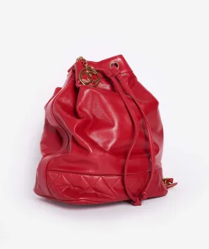 Chanel Vintage Red Lambskin Duffel Bag