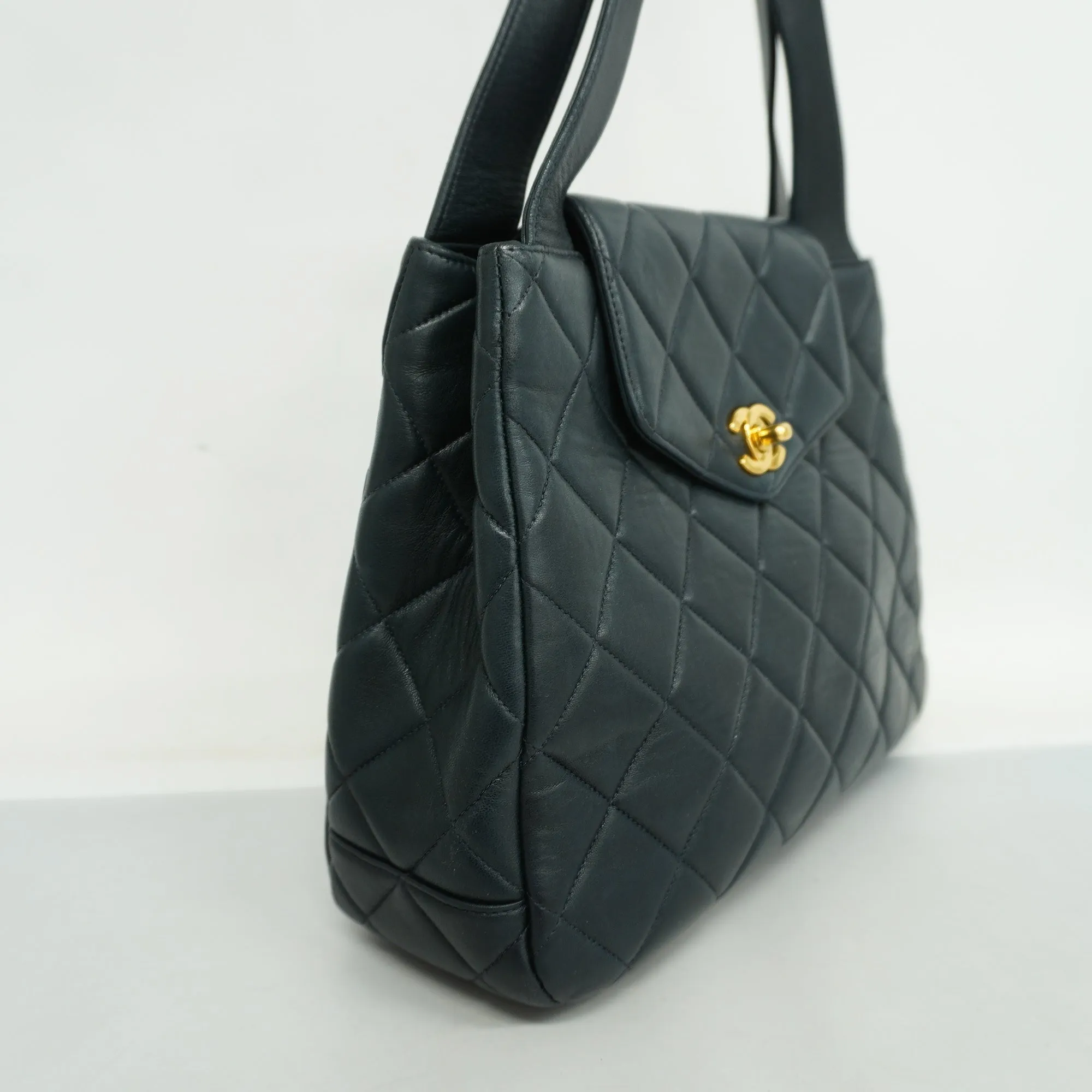 Chanelauth  Matelasse Handbag Women's Leather Handbag Navy
