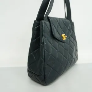 Chanelauth  Matelasse Handbag Women's Leather Handbag Navy
