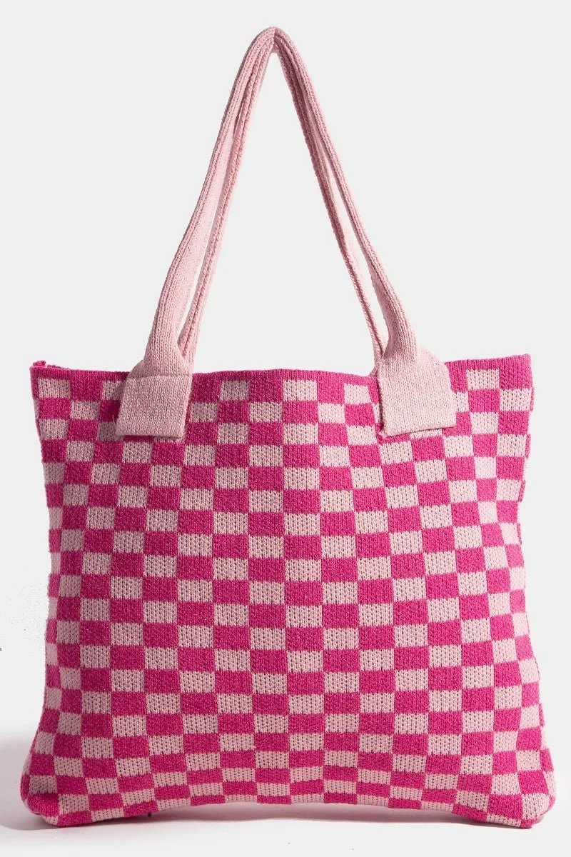 Checkered Pattern Oversized Tote Bag