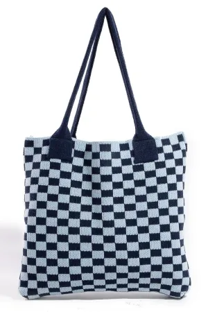 Checkered Pattern Oversized Tote Bag
