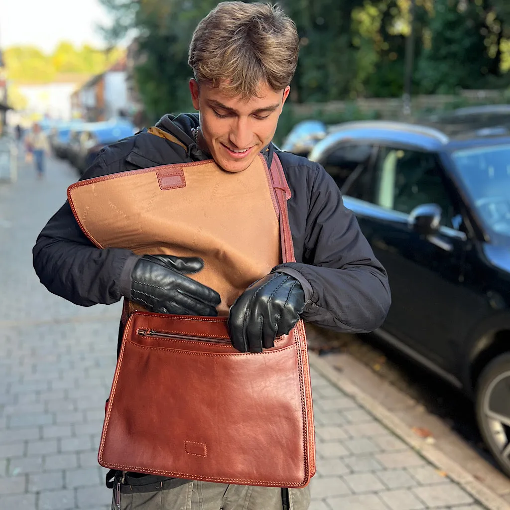 Chestnut Messenger Italian Leather Bag