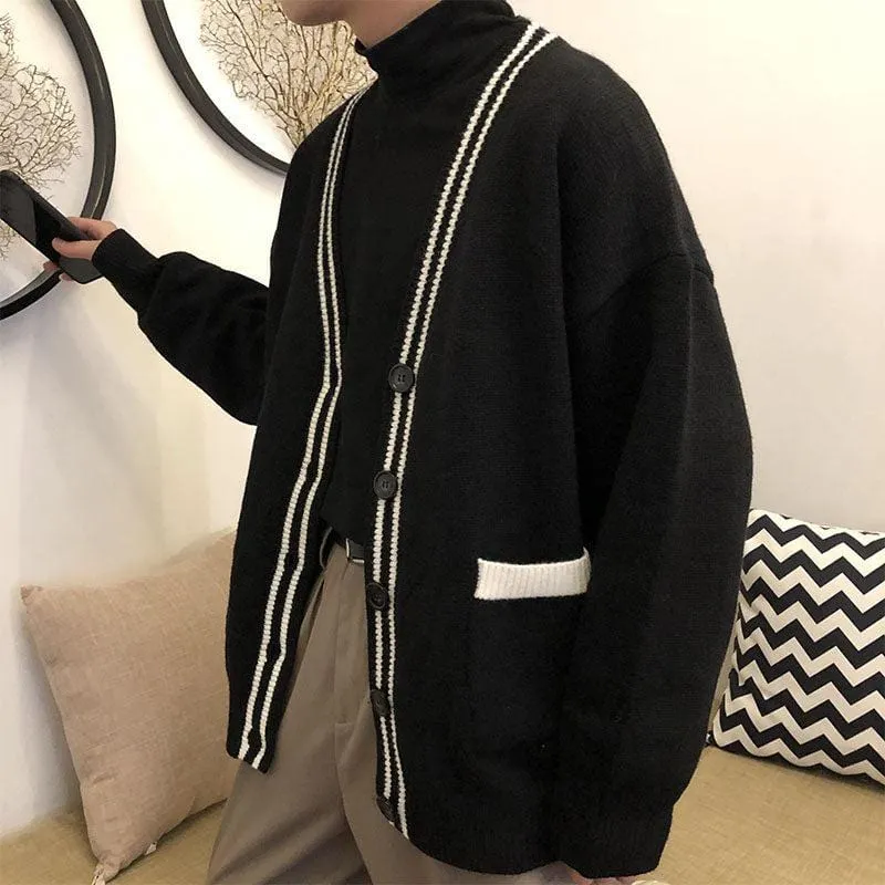 Chicmy-Korean style, Korean men's outfit, minimalist style, street fashion No. 2505 BLACK CARDIGAN