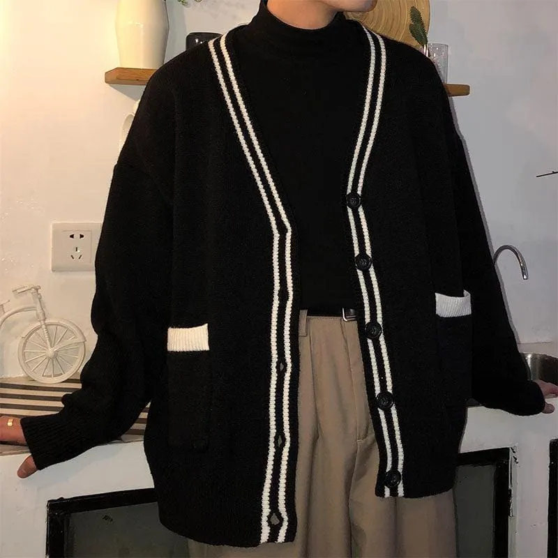 Chicmy-Korean style, Korean men's outfit, minimalist style, street fashion No. 2505 BLACK CARDIGAN