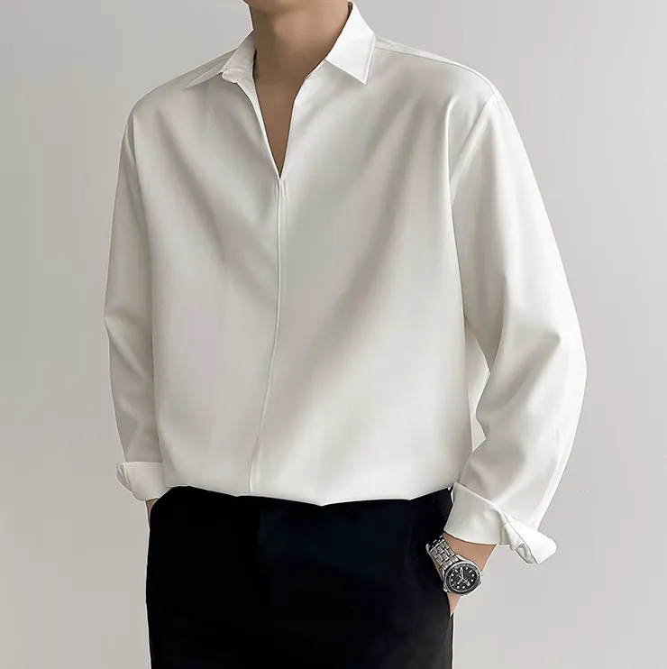 Chicmy-Korean style, Korean men's outfit, minimalist style, street fashion No. 2564 V-NECK COLLAR SHI
