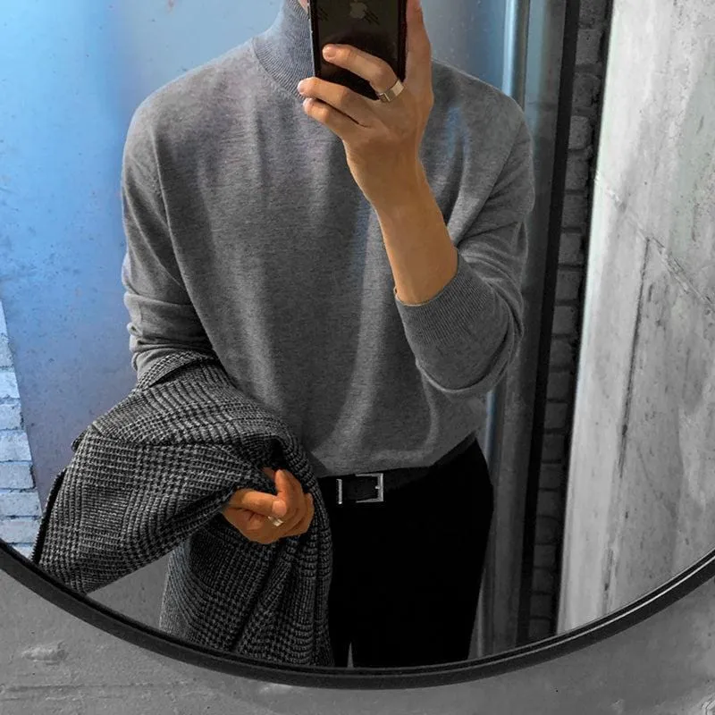 Chicmy-Korean style, Korean men's outfit, minimalist style, street fashion No. 3471 KNITTED TULENECK
