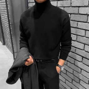 Chicmy-Korean style, Korean men's outfit, minimalist style, street fashion No. 3471 KNITTED TULENECK