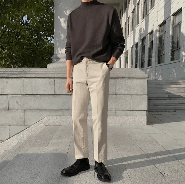 Chicmy-Korean style, Korean men's outfit, minimalist style, street fashion No. 3475 KNITTED HALF-TULENECK SWEATER