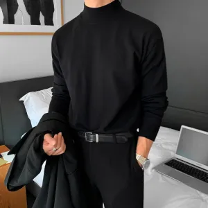 Chicmy-Korean style, Korean men's outfit, minimalist style, street fashion No. 3475 KNITTED HALF-TULENECK SWEATER