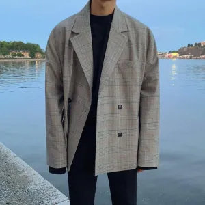 Chicmy-Korean style, Korean men's outfit, minimalist style, street fashion No. 413 PLAID BLAZER