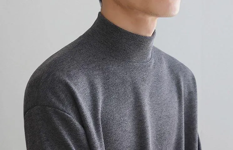 Chicmy-Korean style, Korean men's outfit, minimalist style, street fashion No. 4388 HALF TULENECK LONGSLEEVE