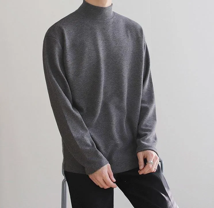 Chicmy-Korean style, Korean men's outfit, minimalist style, street fashion No. 4388 HALF TULENECK LONGSLEEVE