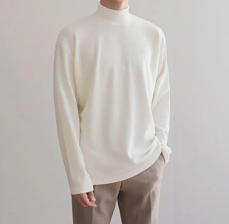 Chicmy-Korean style, Korean men's outfit, minimalist style, street fashion No. 4388 HALF TULENECK LONGSLEEVE