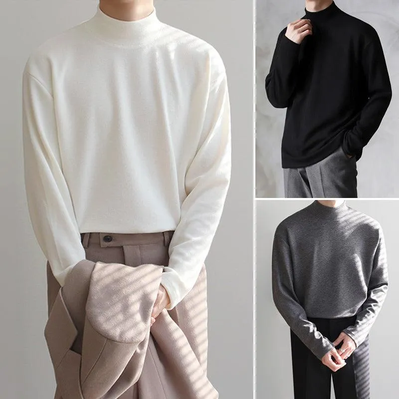 Chicmy-Korean style, Korean men's outfit, minimalist style, street fashion No. 4388 HALF TULENECK LONGSLEEVE