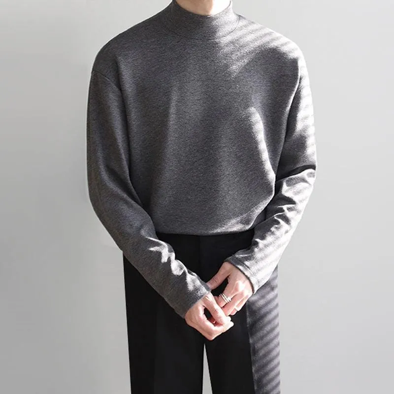 Chicmy-Korean style, Korean men's outfit, minimalist style, street fashion No. 4388 HALF TULENECK LONGSLEEVE