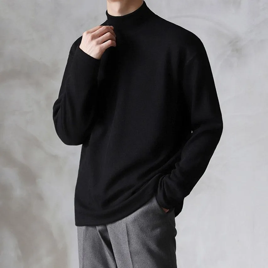 Chicmy-Korean style, Korean men's outfit, minimalist style, street fashion No. 4388 HALF TULENECK LONGSLEEVE