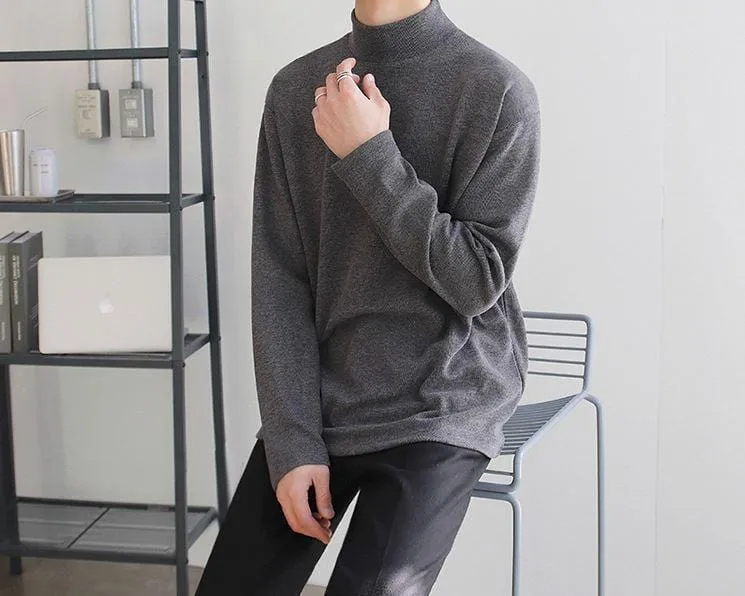 Chicmy-Korean style, Korean men's outfit, minimalist style, street fashion No. 4388 HALF TULENECK LONGSLEEVE