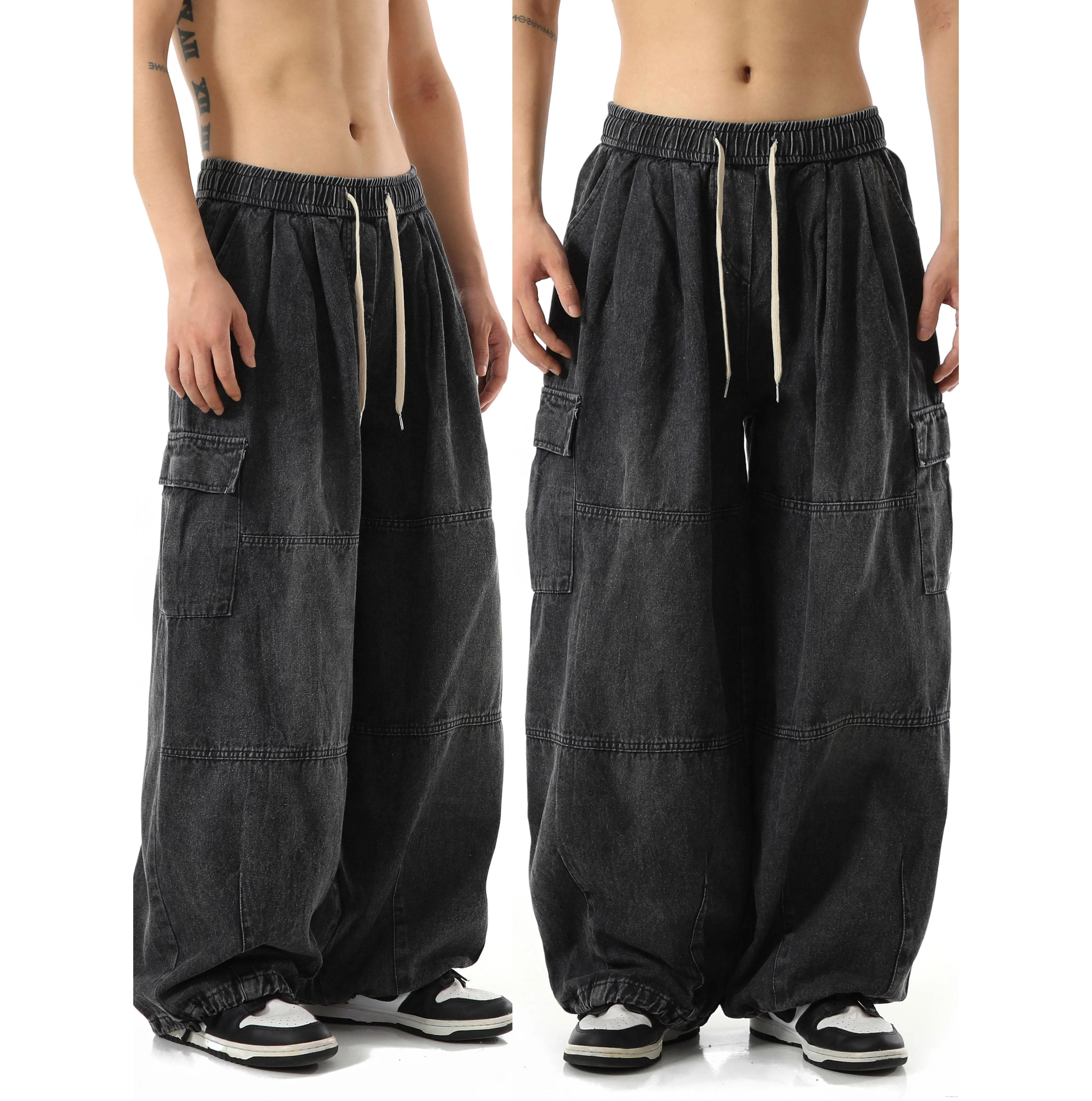 Chicmy-Korean style, Korean men's outfit, minimalist style, street fashion No. 9601 WASHED GRAY BAGGY JEANS