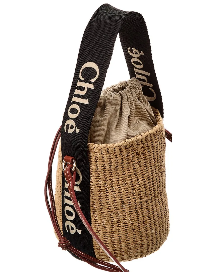 Chloé Woody Small Paper & Leather Bucket Bag