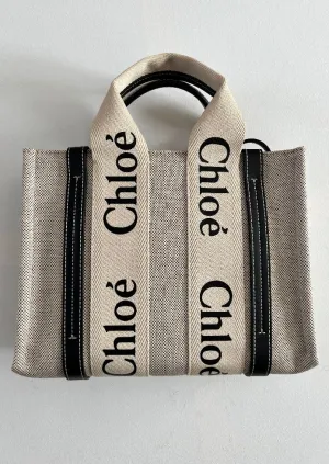 Chloe Woody Small Canvas Tote Bag with strap