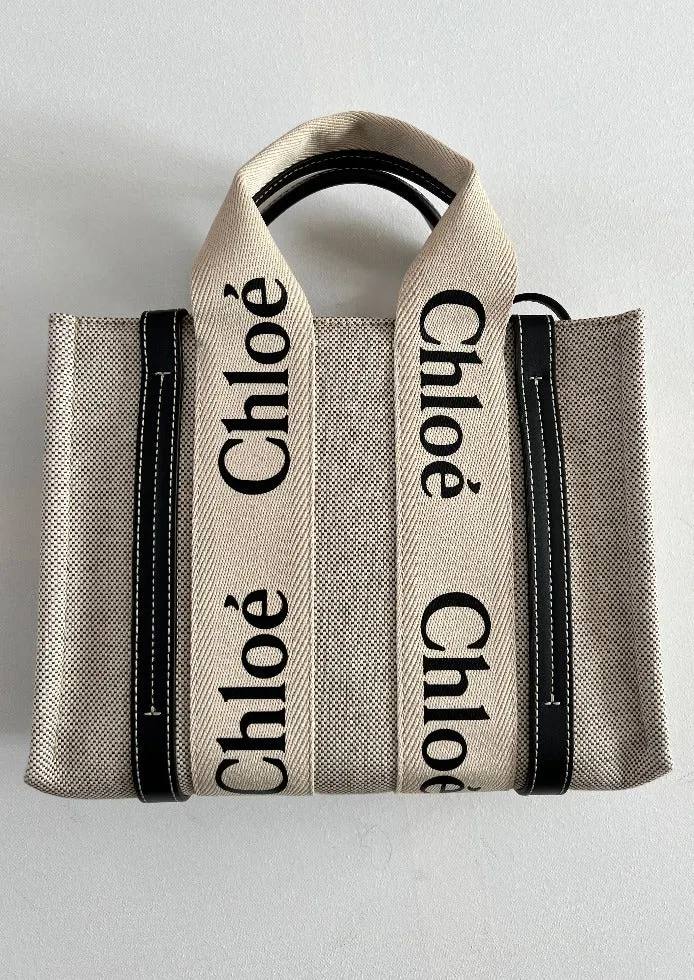 Chloe Woody Small Canvas Tote Bag with strap
