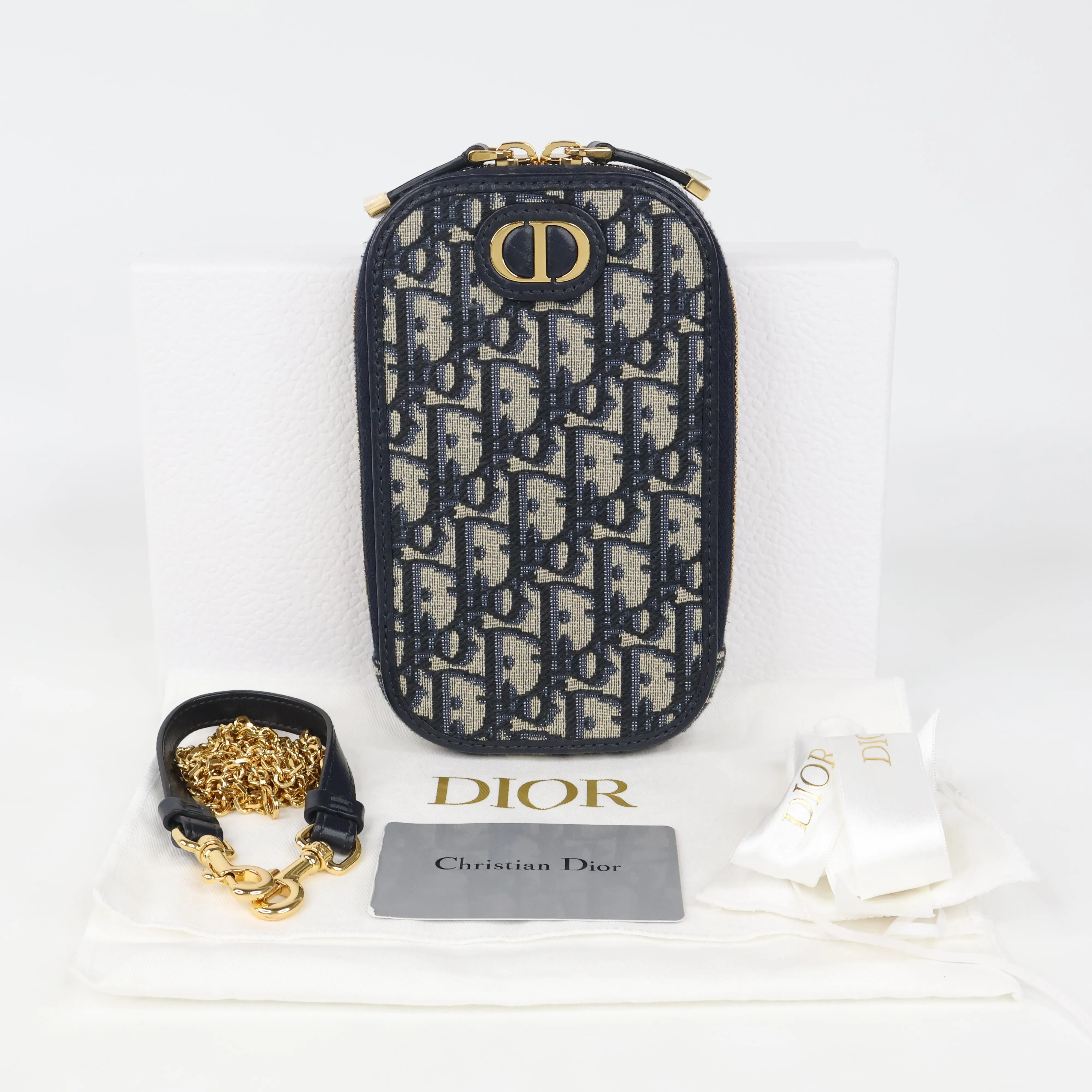 Christian Dior Phone Pouch Oblique Navy