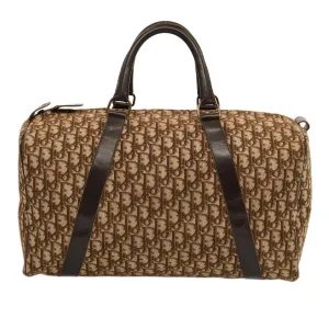 CHRISTIAN DIOR Trotter Canvas Boston Bag Beige Auth 74399