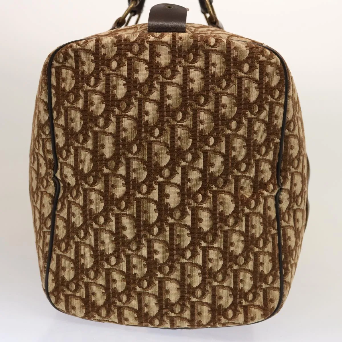 CHRISTIAN DIOR Trotter Canvas Boston Bag Beige Auth 74399