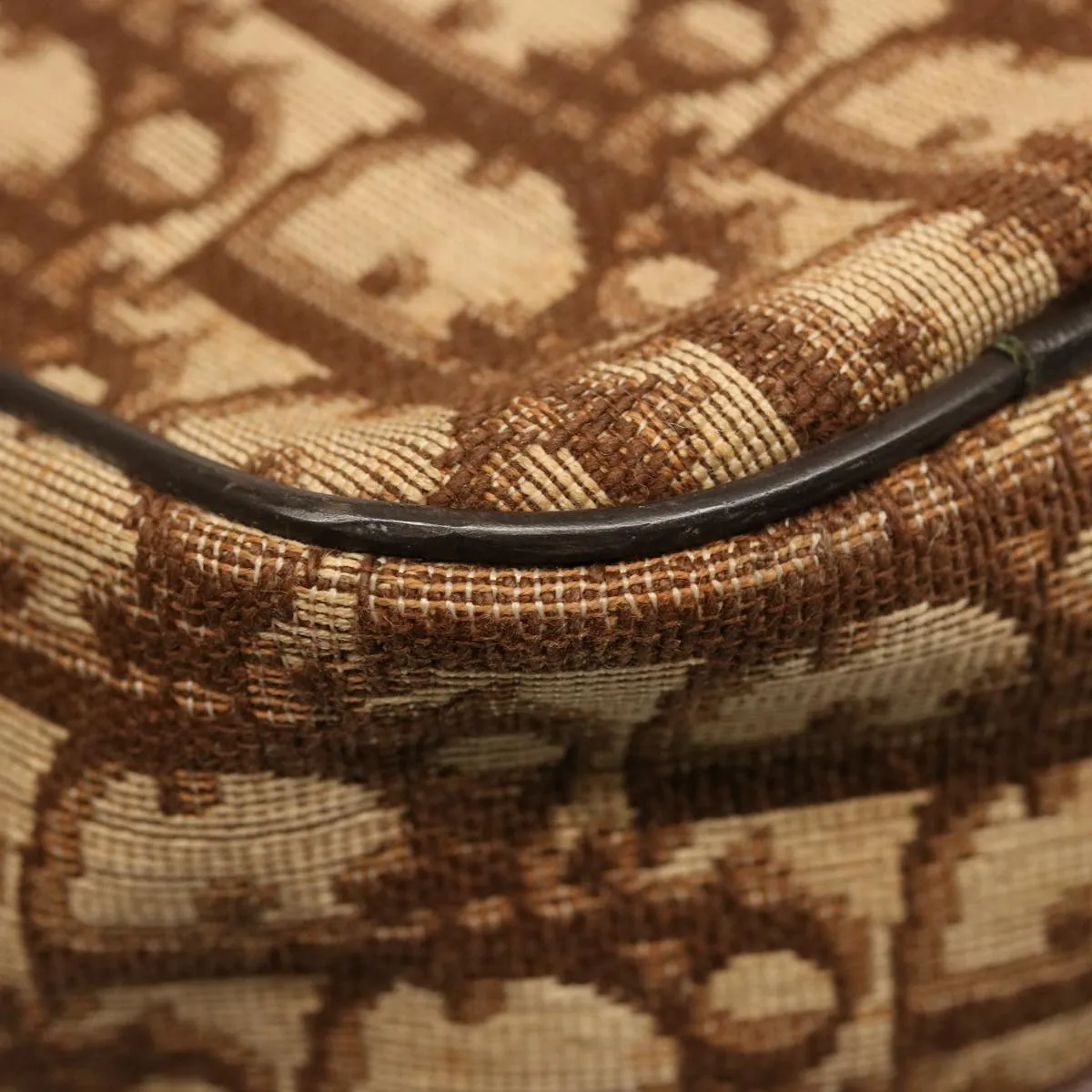 CHRISTIAN DIOR Trotter Canvas Boston Bag Beige Auth 74399