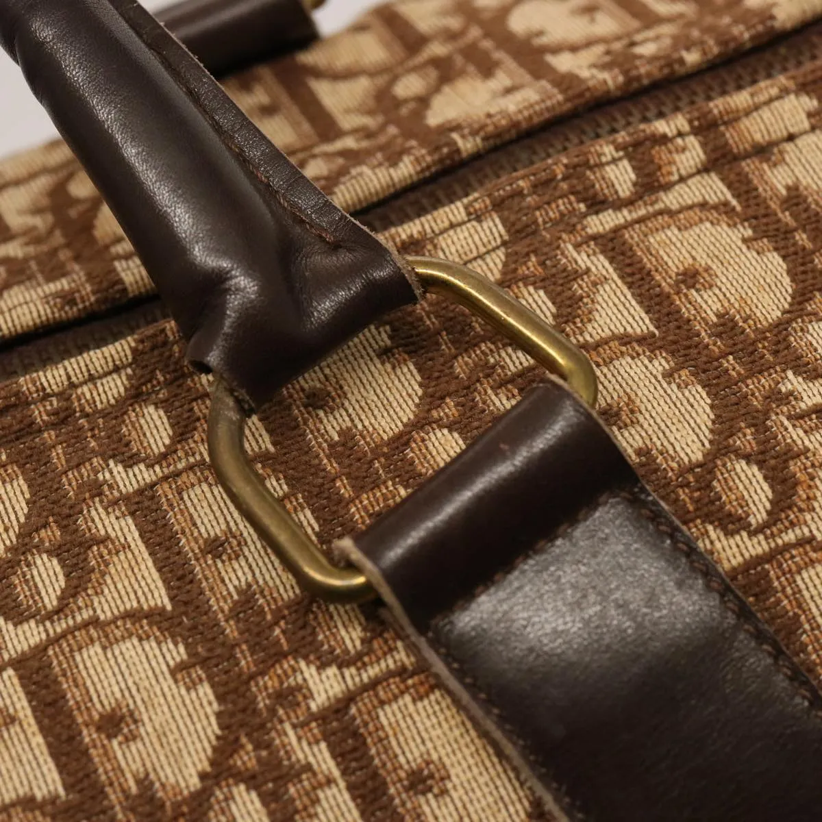 CHRISTIAN DIOR Trotter Canvas Boston Bag Beige Auth 74399