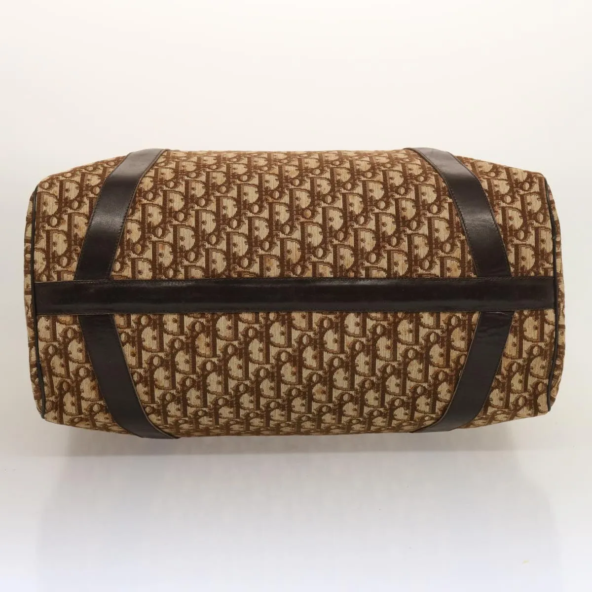 CHRISTIAN DIOR Trotter Canvas Boston Bag Beige Auth 74399