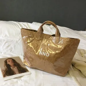 Christmas Gift TOBO Large Capacity Kraft Paper Shopping Bag Versatile Fashion Pvc Casual Waterproof Transparent Portable Unisex Designer Bags