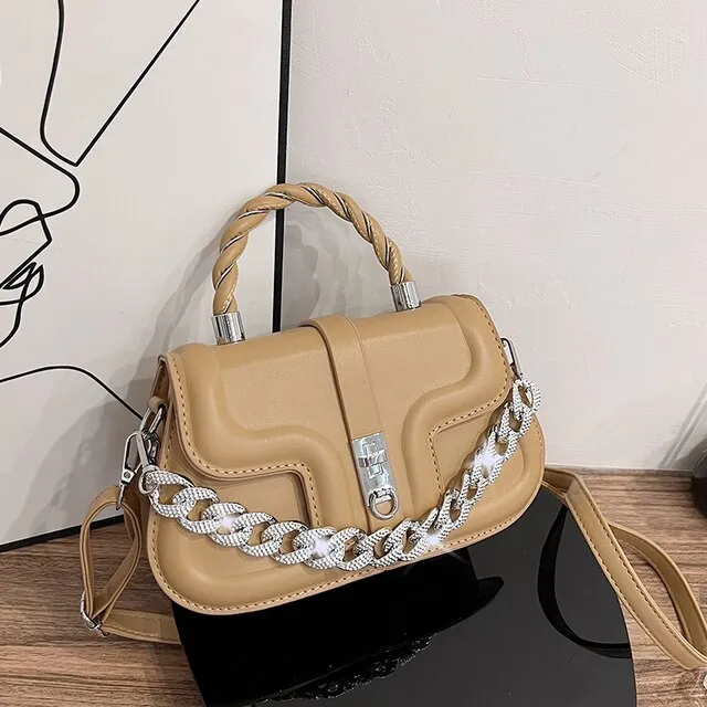 Cintya Women's Small Leather Handbag With Chain