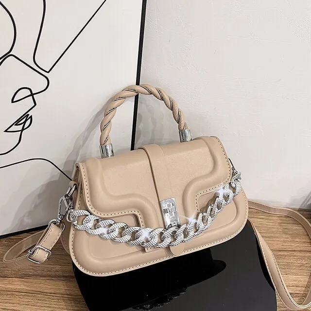 Cintya Women's Small Leather Handbag With Chain