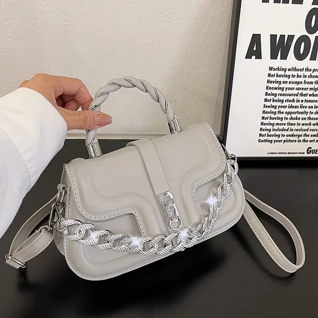 Cintya Women's Small Leather Handbag With Chain