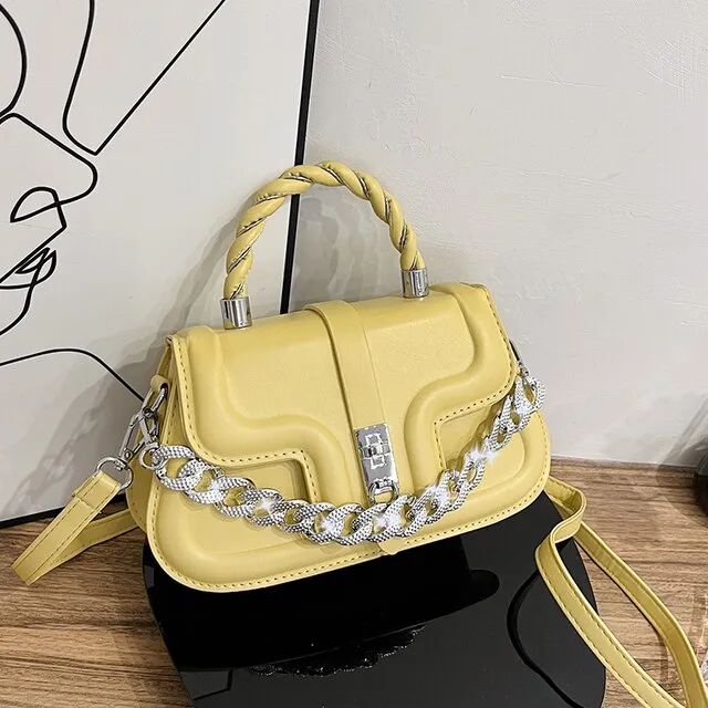 Cintya Women's Small Leather Handbag With Chain