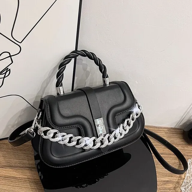 Cintya Women's Small Leather Handbag With Chain