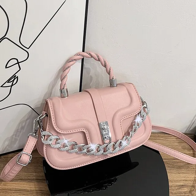 Cintya Women's Small Leather Handbag With Chain