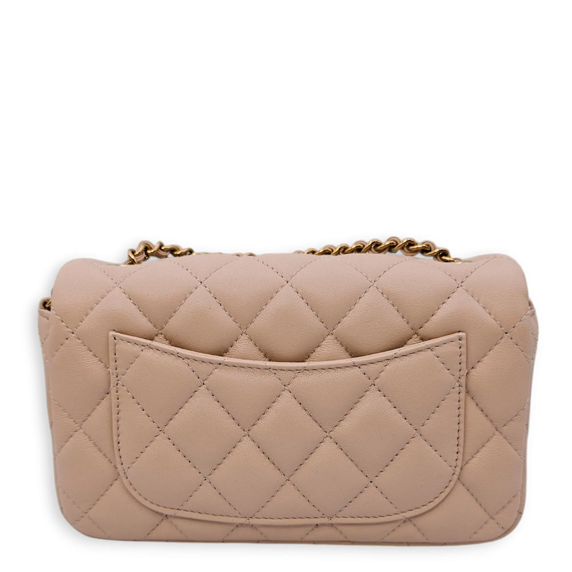 Classic Mini Rectangle (18cm) Mini Clair Crossbody Bag in Lambskin, Gold hardware