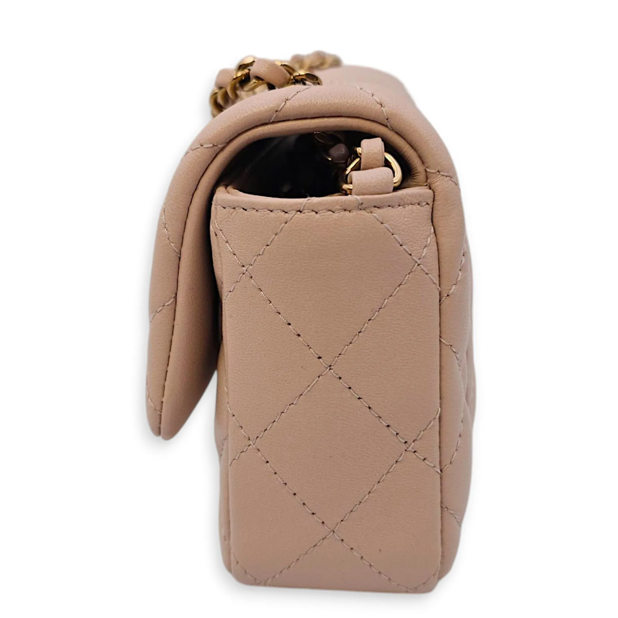 Classic Mini Rectangle (18cm) Mini Clair Crossbody Bag in Lambskin, Gold hardware