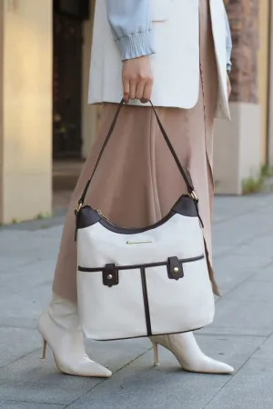 Color Block Vegan Leather Shoulder Bag