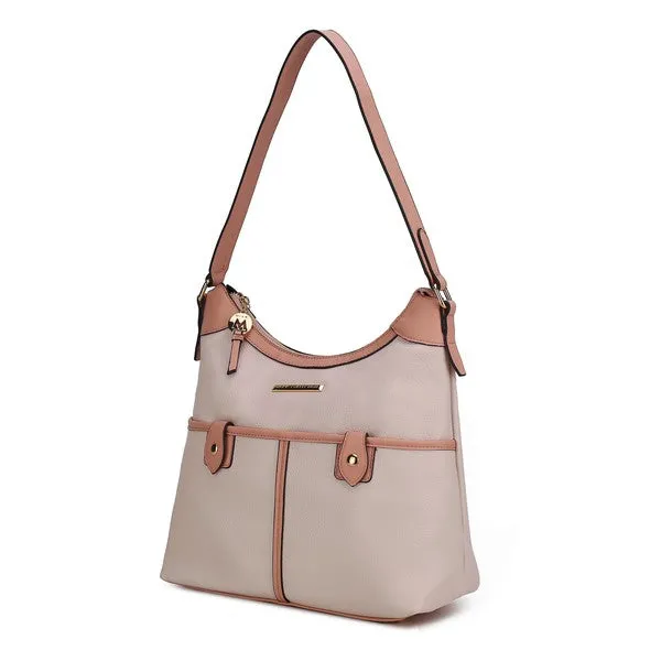 Color Block Vegan Leather Shoulder Bag