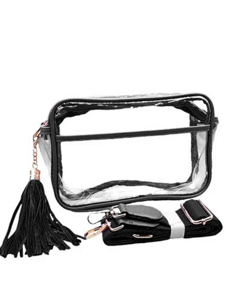 Color Trim Clear Rectangle Crossbody Bag