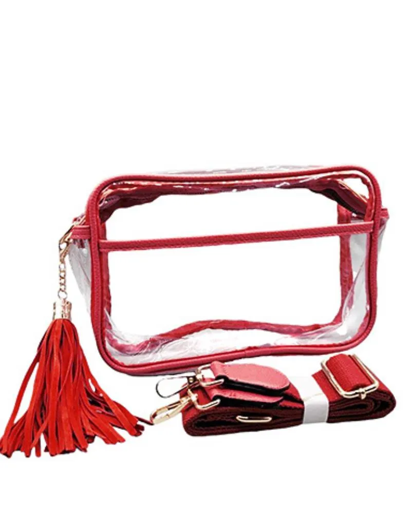 Color Trim Clear Rectangle Crossbody Bag