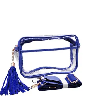 Color Trim Clear Rectangle Crossbody Bag
