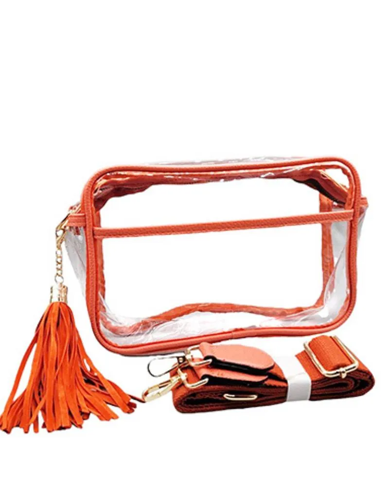 Color Trim Clear Rectangle Crossbody Bag