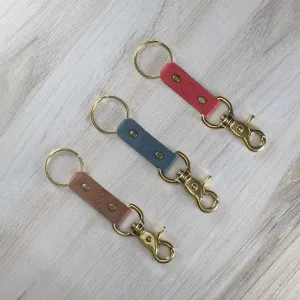Colorful Leather & Brass Keyring