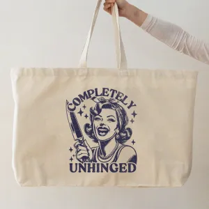 Completely Unhinged Distressed Oversized Tote Bag